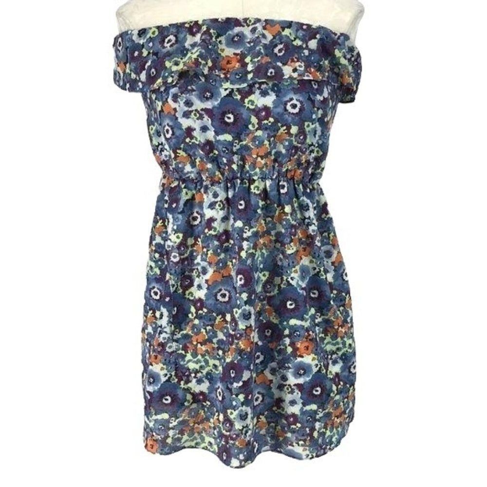NN Couture by Next Me Strapless Floral Mini Dress Blue Purple MMCD1285 Size‎ M